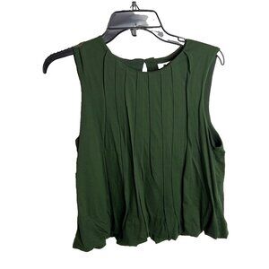 Madewell Forest Green Sleeveless Pleated Tank